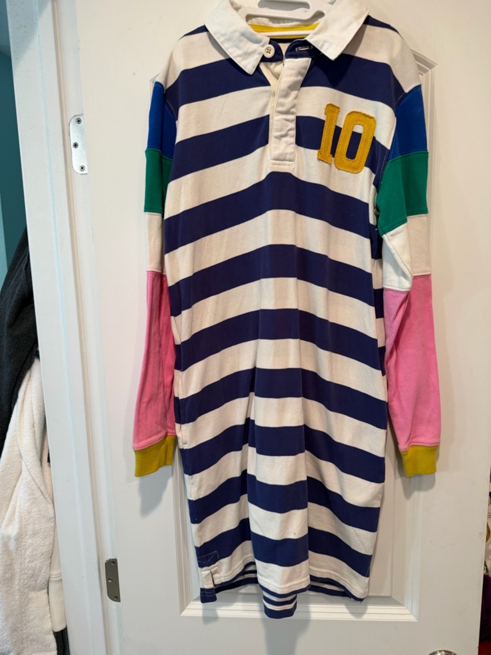 Boden Striped Top in Navy, White & Yellow - Sz 11-12 yrs